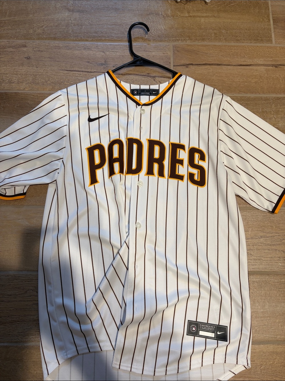 Nike White San Diego Padres Pinstripe Baseball Jersey Manny Machado - Medium